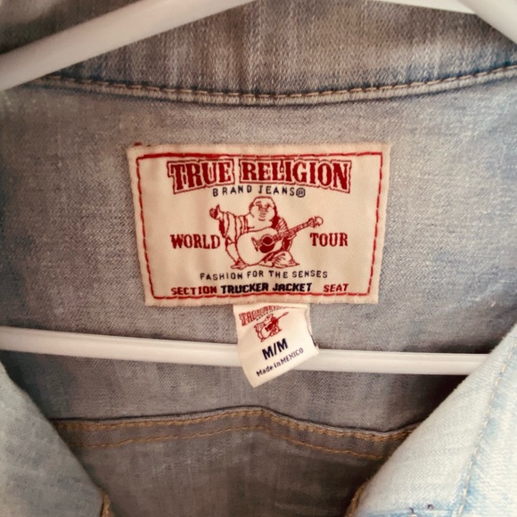 True Religion Oversized Cropped Jean Jacket “trucker jacket” - Picture 3 of 14